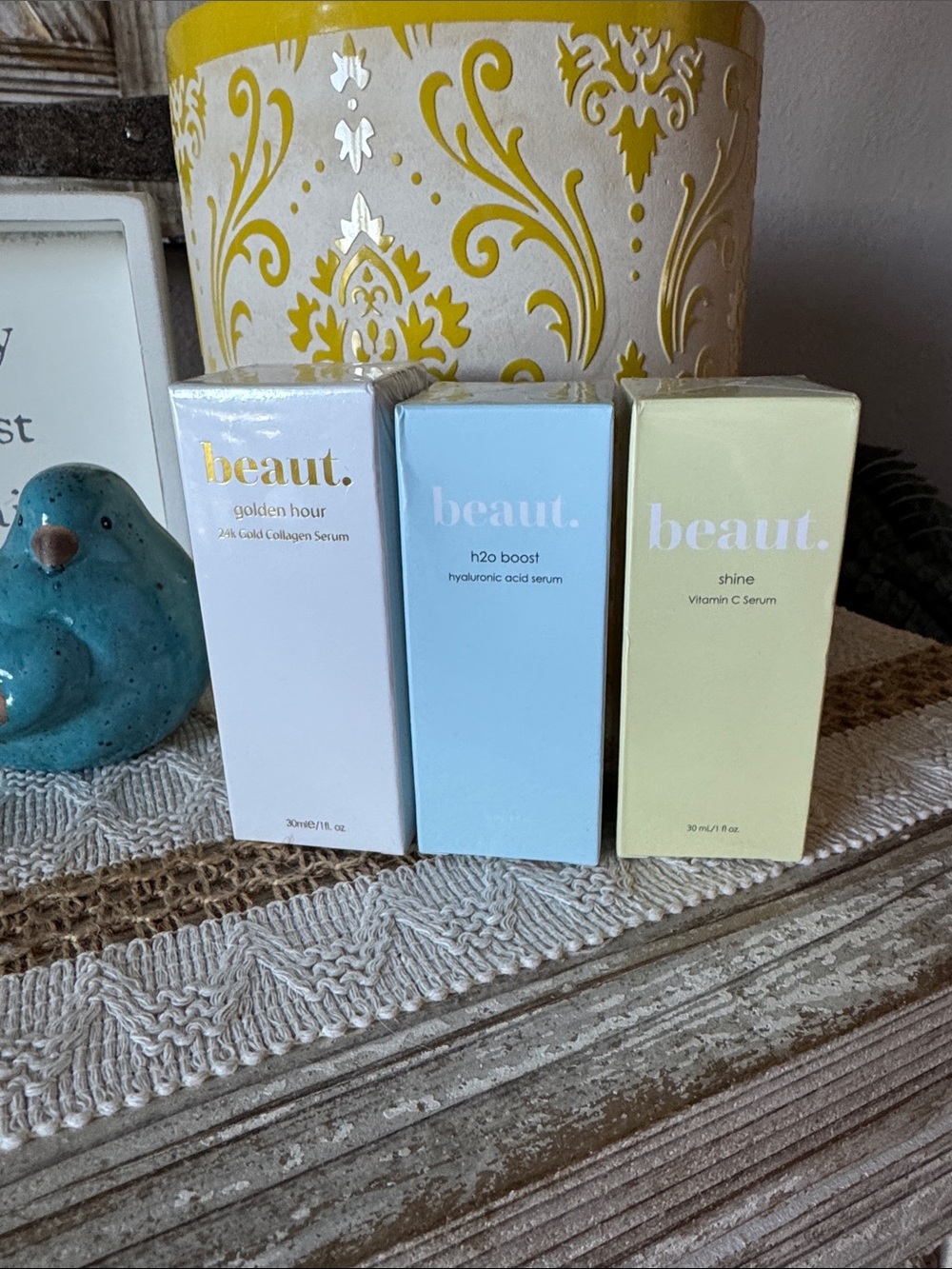 beaut. serum trio ..  h2o boost, golden hour, & shine vitamin C serum